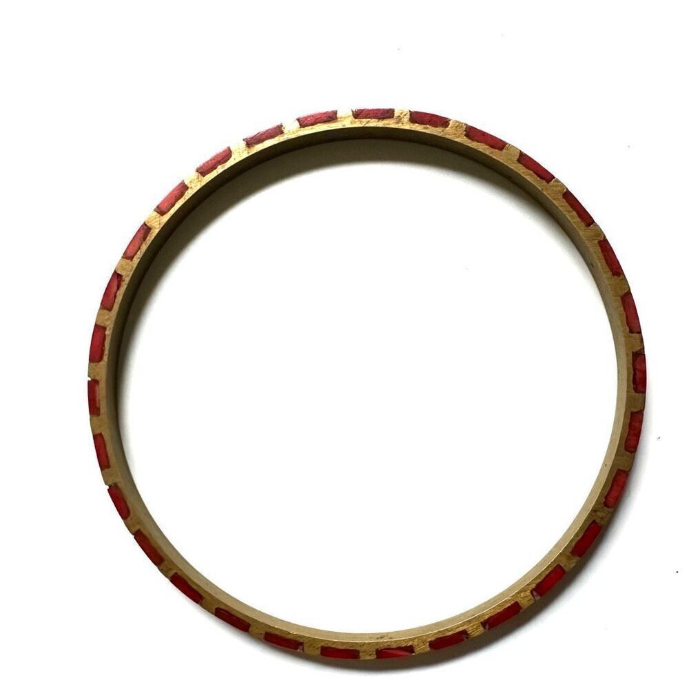Red and gold tone vintage bangle bracelet - Picture 3 of 7
